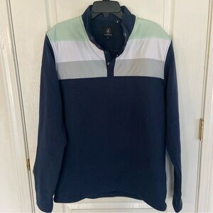 Swannies Mens Golf Quarter Snap Long Sleeve Pullover Shirt Blue  XL